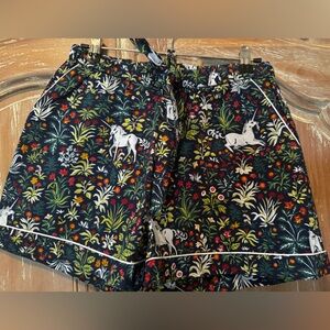 Printfresh Navy Floral & Unicorn Cotton Pajama Shorts